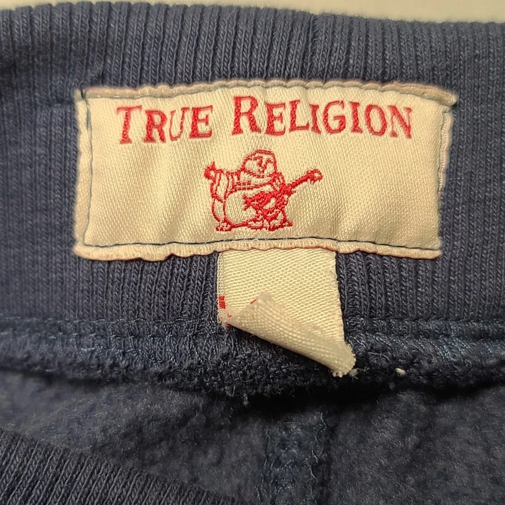 True Religion Joggers Large Men  Blue Red Stripe Thigh Logo Y2k Streetwear‎